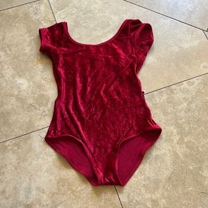 Red velvet Yumiko leotard